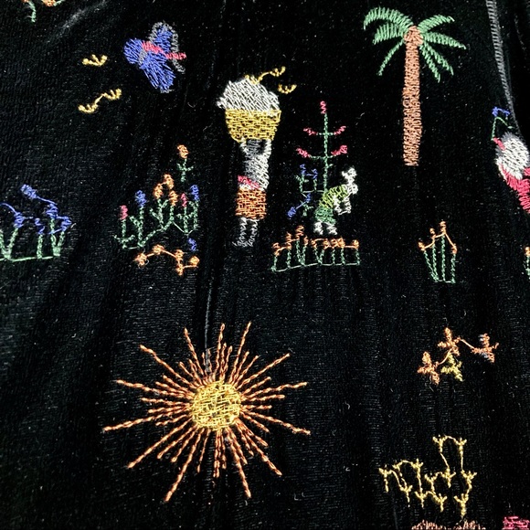 Vintage Chico’s Embroidered Velvet Jacket Women’s Size L Silk Blend Full Zip - Picture 6 of 9